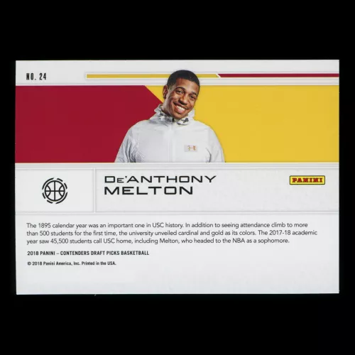 De'Anthony Melton RC 2018 Contenders Draft Picks Rookie School Colors Grizzlies