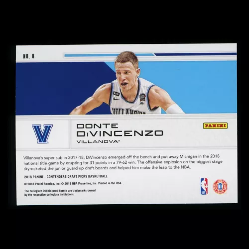 Donte DiVincenzo RC 2018 Contenders Draft Picks Rookie School Colors Bucks