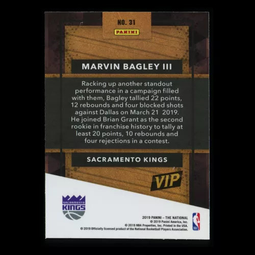 Marvin Bagley III RC 2019 The National VIP Rookie Kings