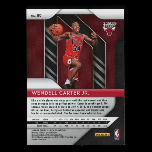 Wendell Carter Jr. RC 2018-19 Prizm Rookie Bulls