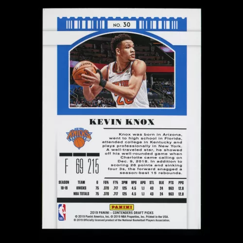 Kevin Knox 2019 Contenders Draft Picks Season Ticket Knicks