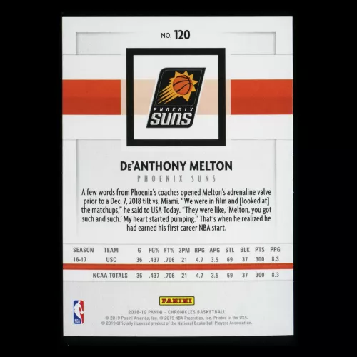 De'Anthony Melton RC 2018-19 Chronicles Pink Rookie Suns