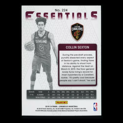 Collin Sexton RC 2018-19 Chronicles Essentials Pink Rookie Cavaliers