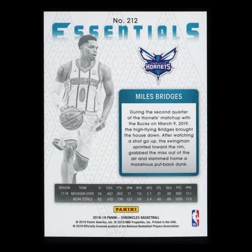 Miles Bridges RC 2018-19 Chronicles Essentials Rookie Hornets