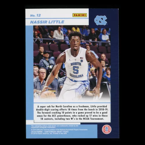 Nassir Little RC 2019 Contenders Draft Picks Rookie Game Day Ticket Tar Heels/Trail Blazers
