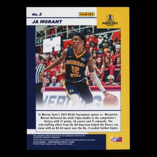 Ja Morant RC 2019 Contenders Draft Picks Rookie Game Day Ticket Racers/Grizzlies