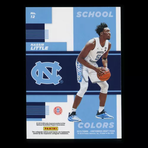 Nassir Little RC 2019 Contenders Draft Picks Rookie School Colors Tar Heels/Trail Blazers