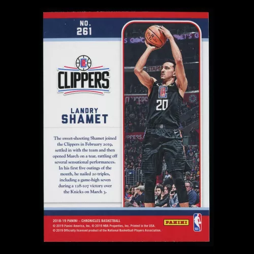 Landry Shamet RC 2018-19 Chronicles Marquee Clippers