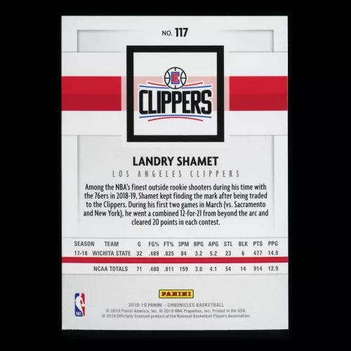Landry Shamet RC 2018-19 Chronicles Rookie Clippers