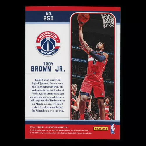 Troy Brown Jr. RC 2018-19 Chronicles Marquee Pink Wizards
