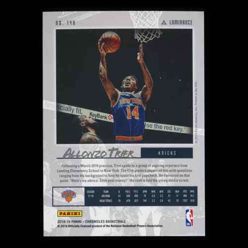 Allonzo Trier RC 2018-19 Chronicles Luminance Rookie Knicks