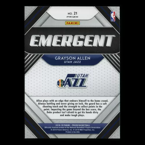 Grayson Allen RC 2018-19 Prizm Emergent Silver Jazz