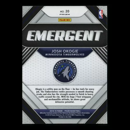 Josh Okogie RC 2018-19 Prizm Emergent Silver Timberwolves