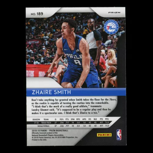 Zhaire Smith RC 2018-19 Prizm Green Rookie 76ers