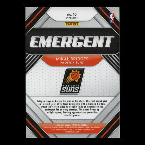 Mikal Bridges RC 2018-19 Prizm Emergent Silver Suns