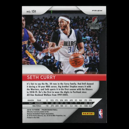 Seth Curry 2018-19 Prizm Pink Cracked Ice Trail Blazers
