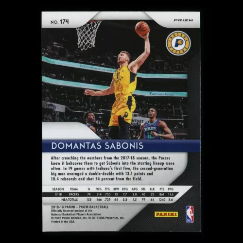 Domantas Sabonis 2018-19 Prizm Pink Cracked Ice Pacers