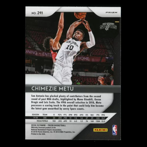 Chimezie Metu RC 2018-19 Prizm Pink Cracked Ice Rookie Spurs