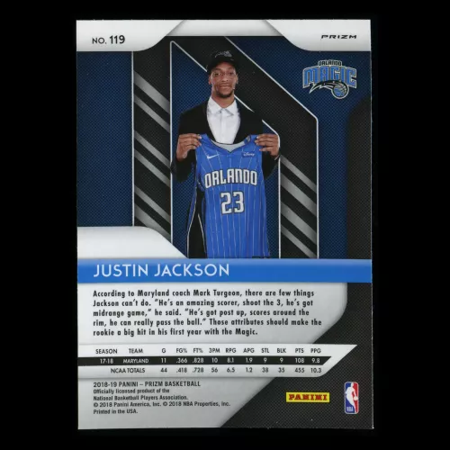 Justin Jackson RC 2018-19 Prizm Pink Cracked Ice Rookie Magic