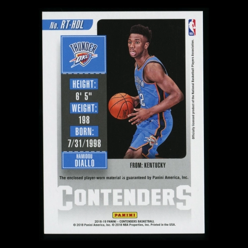 Hamidou Diallo 2018-19 Contenders Rookie Ticket Swatches Thunder