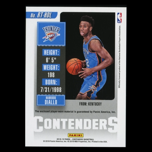 Hamidou Diallo RC 2018-19 Contenders Rookie Ticket Swatches Thunder