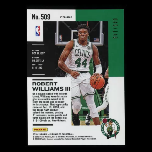 Robert Williams III RC 2018-19 Chronicles Red Rookie Celtics 045/149