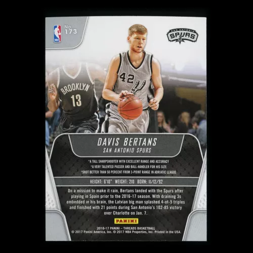 Davis Bertans RC 2016-17 Threads Rookie Spurs