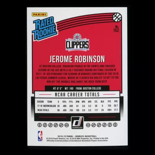 Jerome Robinson RR 2018-19 Donruss Rated Rookie Clippers