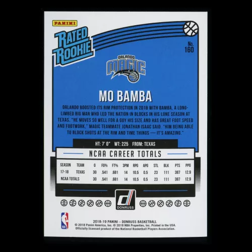 Mo Bamba RR 2018-19 Donruss Rated Rookie Magic
