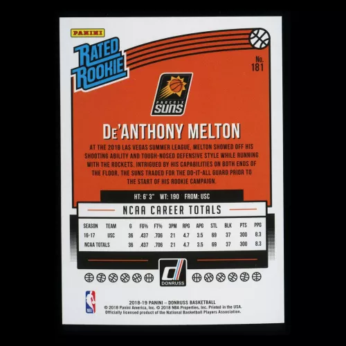 De'Anthony Melton RR 2018-19 Donruss Rated Rookie Suns