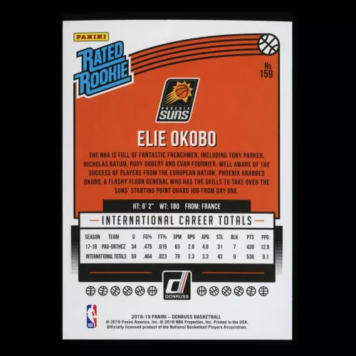 Elie Okobo RR 2018-19 Donruss Rated Rookie Suns