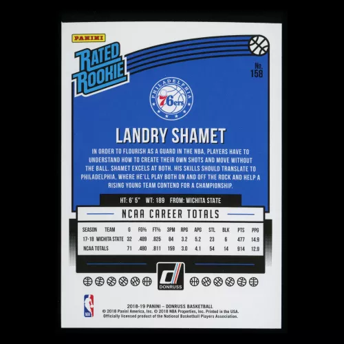 Landry Shamet RR 2018-19 Donruss Rated Rookie 76ers