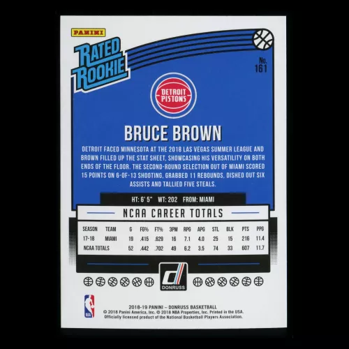 Bruce Brown RR 2018-19 Donruss Rated Rookie Pistons