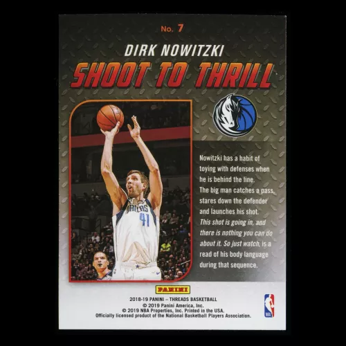 Dirk Nowitzki 2018-19 Threads Shoot to Thrill Dazzle Mavericks