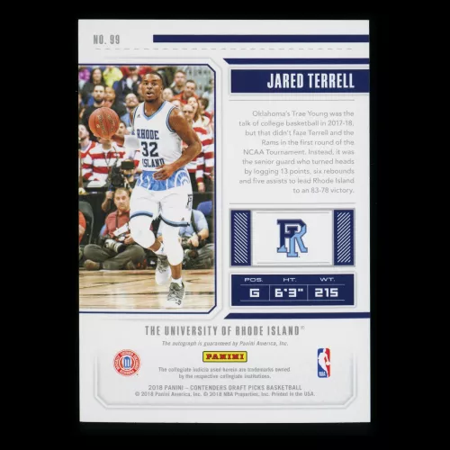 Jared Terrell RC 2018 Contenders Draft Picks College Ticket Rookie Auto Rams/Dnipro