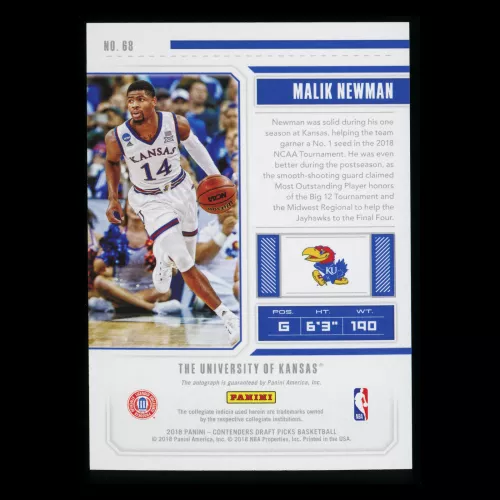 Malik Newman RC 2018 Contenders Draft Picks College Ticket Rookie Auto Jayhawks/Frutti Extra Bursaspor