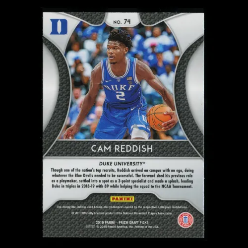 Cam Reddish RC 2019-20 Prizm Draft Picks Rookie Blue Devils Hawks