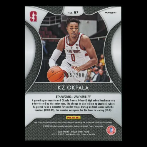 KZ Okpala RC 2019-20 Prizm Draft Picks Blue Wave Rookie Cardinal | Heat 055/299