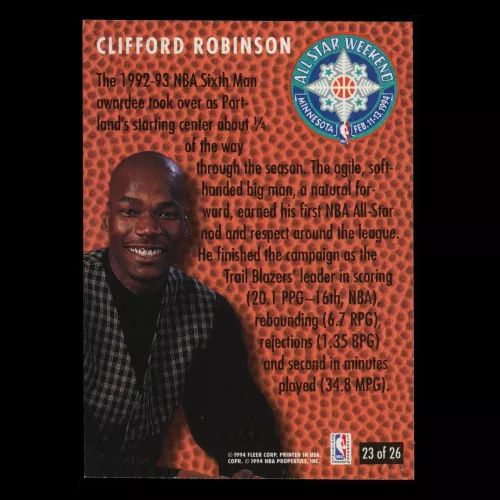 Clifford Robinson 1994-95 Fleer Minnesota All-Star Weekend Trail Blazers