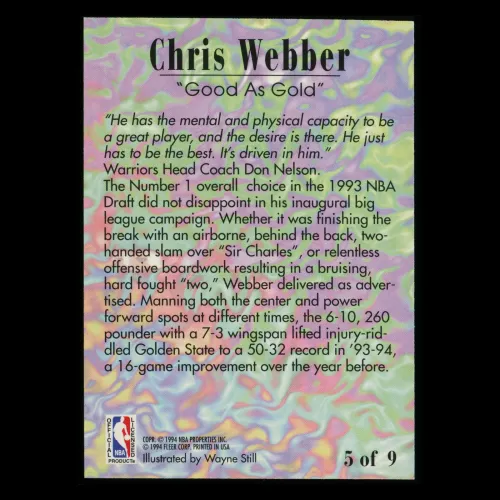 Chris Webber 1994-95 Fleer Good as Gold Warriors