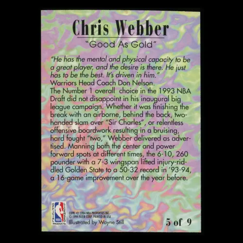 Chris Webber 1994-95 Fleer Good as Gold Warriors