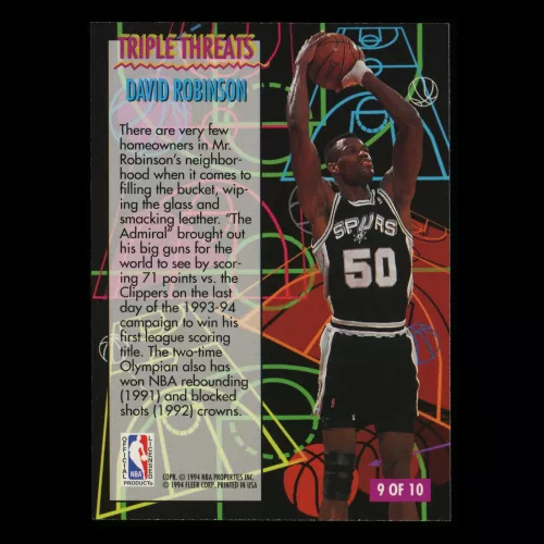 David Robinson 1994-95 Fleer Triple Threats Spurs