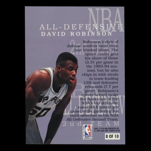 David Robinson 1994-95 Fleer NBA All-Defensive 2nd Team Spurs