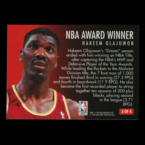 Hakeem Olajuwon 1994-95 Fleer Award Winners Rockets