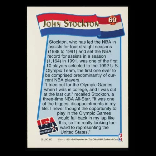 John Stockton 1991-92 Hoops USA Basketball Jazz