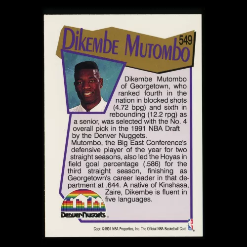 Dikembe Mutombo RC 1991-92 Hoops Rookie Nuggets