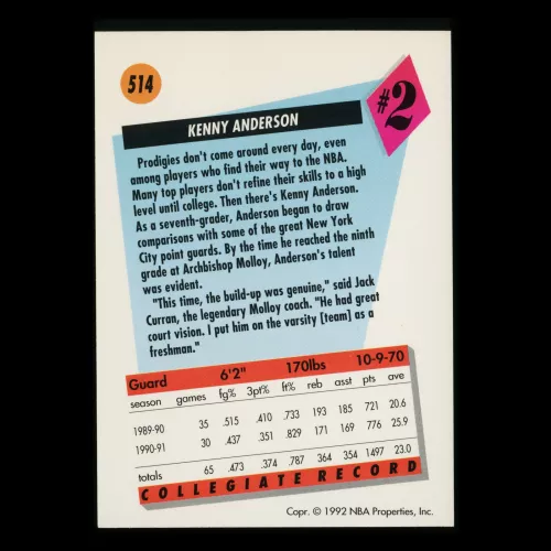 Kenny Anderson RC 1992-93 Skybox Rookie Nets