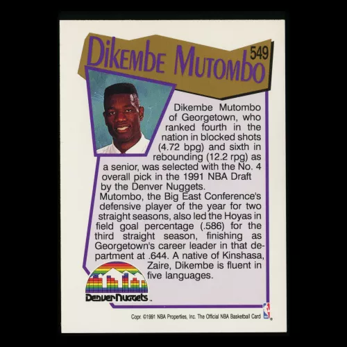 Dikembe Mutombo RC 1991-92 Hoops Rookie Nuggets