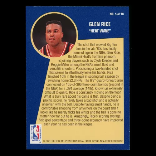 Glen Rice 1992-93 Fleer Sharp Shooter Heat