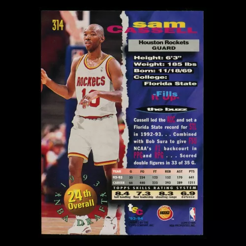 Sam Cassell 1993-94 Topps Stadium Club Rookie Rockets